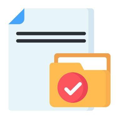 Tick mark on document case, verified file