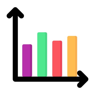 Data analytics diagram, flat design of bar graph 