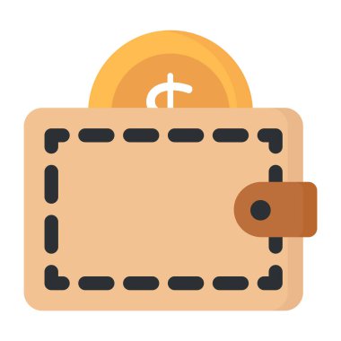 Wallet flat icon of economy