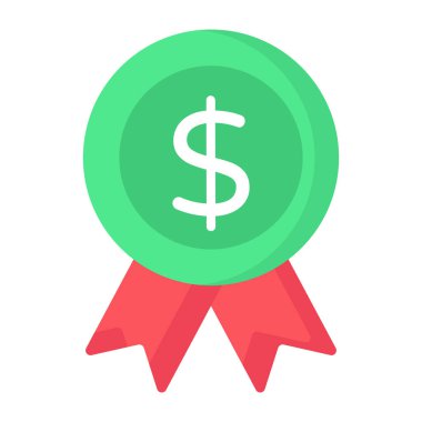 Dollar on emblem, flat design of financial badge icon