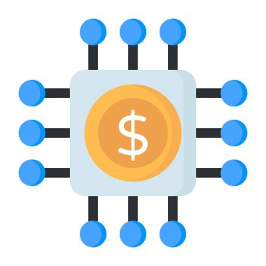 A modern technology icon of money chip 