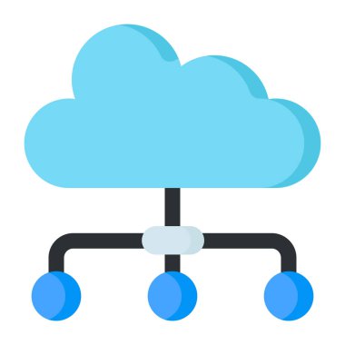 Cloud with connected nodes, flat design of cloud network 