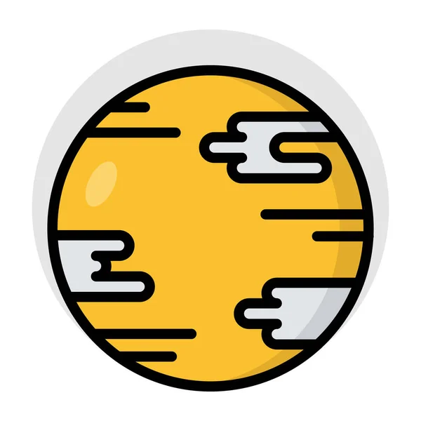 Flat Design Icon Sun Planet — Stock Vector