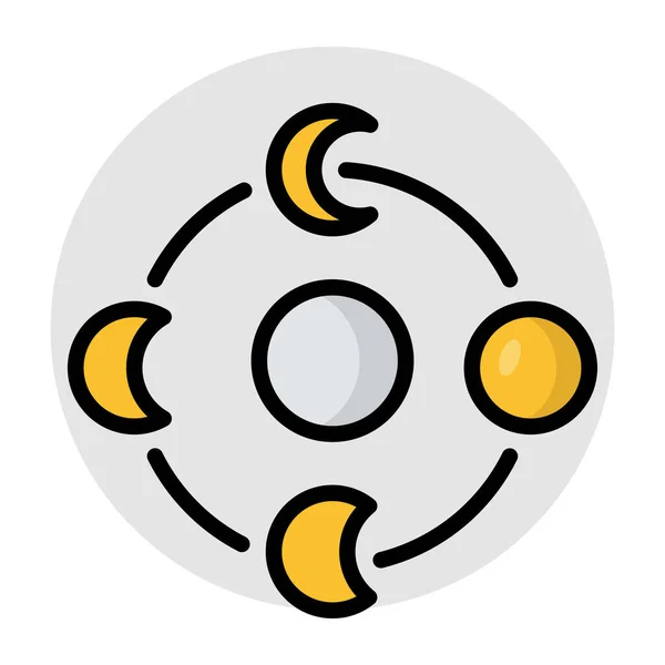 Flat Design Icon Moon Phases — Stock Vector