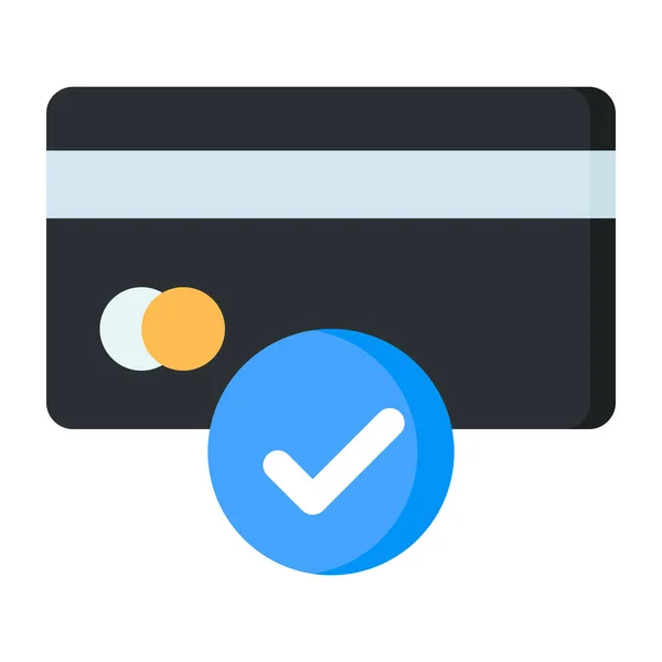 Chip Card Tick Sign Flat Design Card Accepted — Image vectorielle