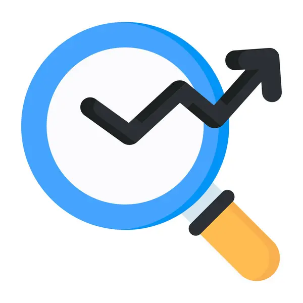 Upward Arrow Magnifying Glass Icon Data Analysis — Vector de stock