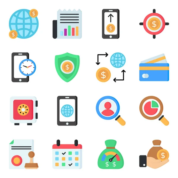 Flat Icons Paket Der Finanzen — Stockvektor