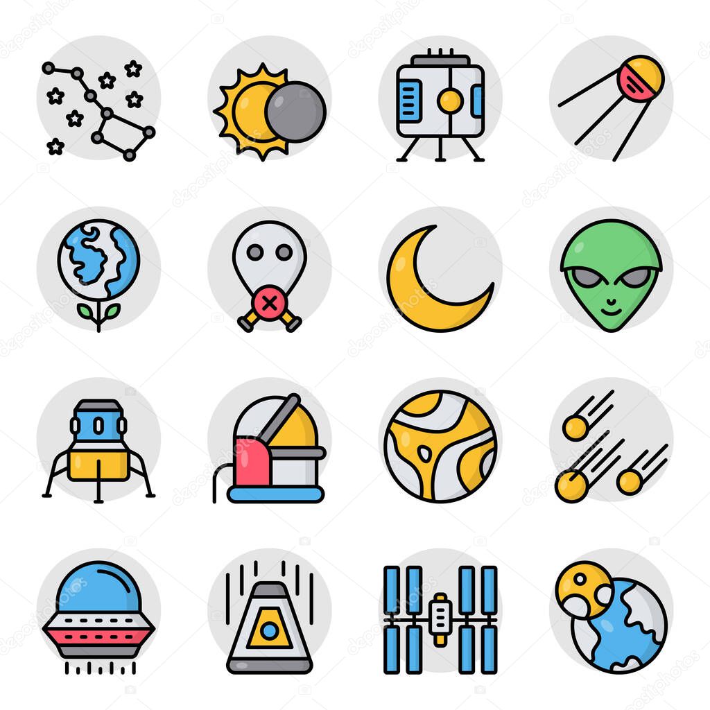 Pack of Spaceship Flat Icons