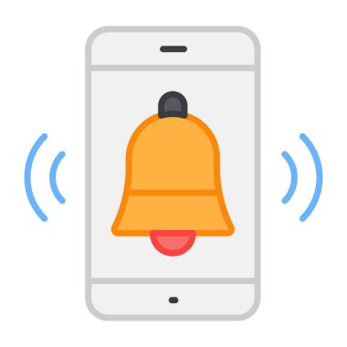 Düz dizayn, mobil alarm simgesi