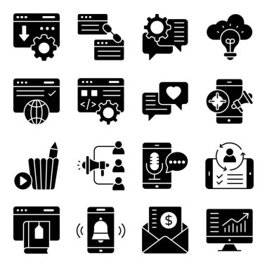 Bir paket Seo Glyph Simgesi