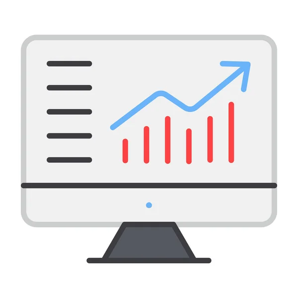Flaches Design Ikone Der Online Datenanalyse — Stockvektor