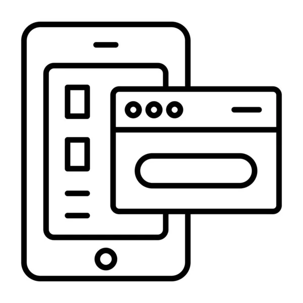 Diseño Lineal Icono Del Sitio Web Móvil — Vector de stock