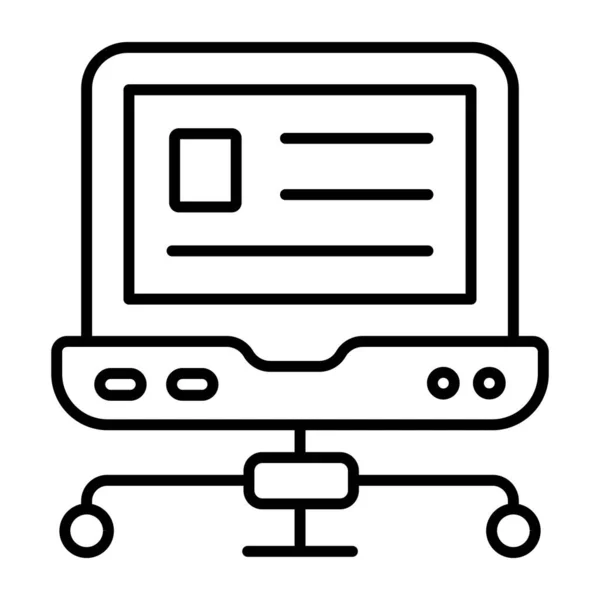 Lineáris Tervezés Ikon Laptop Hálózat — Stock Vector