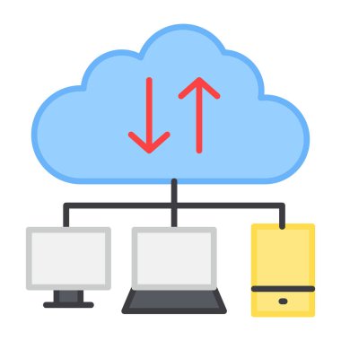Düz tasarım, bulut veri iletimi simgesi