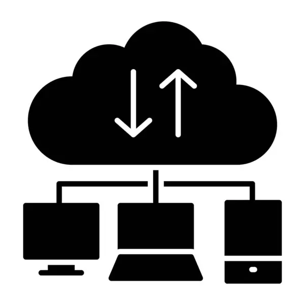 Design Piatto Icona Della Trasmissione Dei Dati Cloud — Vettoriale Stock