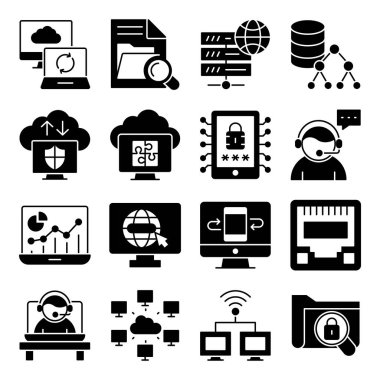 Pack of Computer Browser Glyph Icons