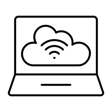 Düz dizayn, dizüstü bilgisayar bulutu simgesi