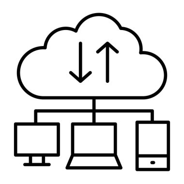 Düz tasarım, bulut veri iletimi simgesi