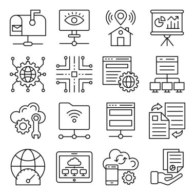 Pack of Cloud Computing Linear Icons