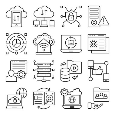 Pack of Cloud Data Transfer Linear Icons
