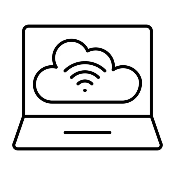 Flat Design Icon Laptop Cloud — Stock Vector
