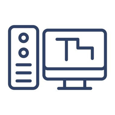 Çalışma istasyonunun düz tasarım simgesi