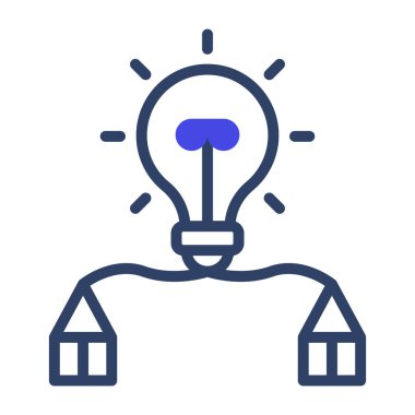 Kalemlere bağlı ampul, yaratıcı yazma simgesi  