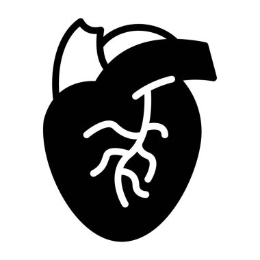 İnsan vücudu iç organı, kalbin katı tasarım simgesi.