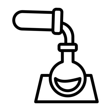 Test tüpüne bağlı şişe, laboratuvar deneyinin doğrusal tasarımı