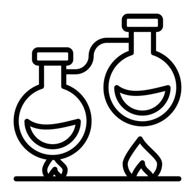 Test tüpüne bağlı şişe, kimyasal deneyin doğrusal tasarımı