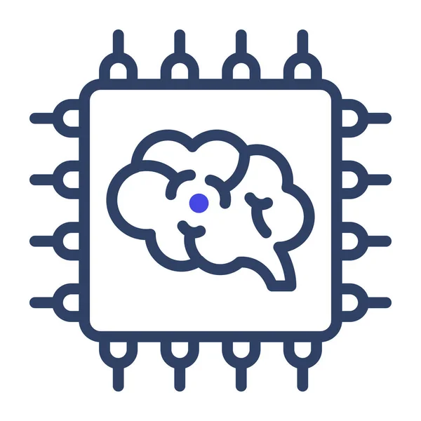 Flat Design Icon Brain Processor — Διανυσματικό Αρχείο