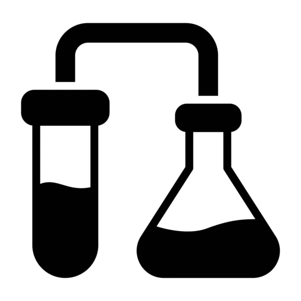 Test Tüpüne Bağlı Matara Kimyasal Deneyin Katı Tasarımı — Stok Vektör