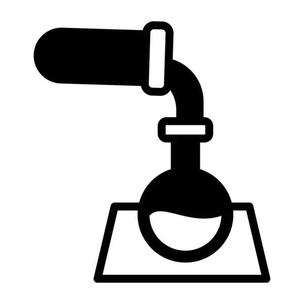 試験管に接続されたフラスコ 実験室実験の固体設計 — ストックベクタ