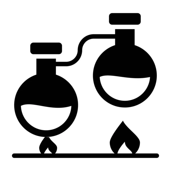 Kolba Połączona Probówką Solidna Konstrukcja Eksperymentu Chemicznego — Wektor stockowy