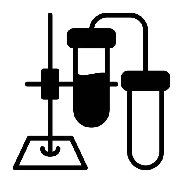 Tubos Ensayo Conectados Con Soporte Diseño Sólido Del Experimento Laboratorio — Vector de stock