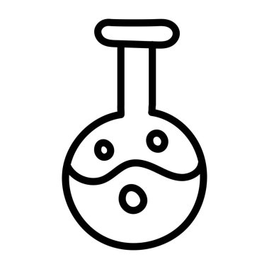 Doğrusal tasarımda kimyasal matara simgesi, deney konsepti vektörü