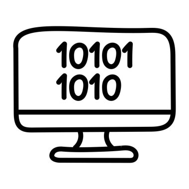 Bilgisayarın içindeki numaralar, ikili kodlama simgesi kavramı