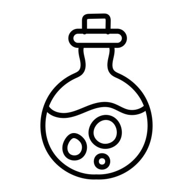 Doğrusal tasarımda kimyasal matara simgesi, deney konsepti vektörü