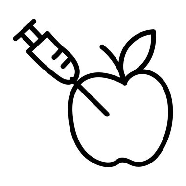 Elma enjektörü kavramını gösteren şırıngalı elma