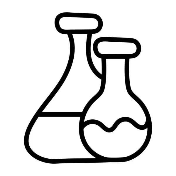 Значок Хімічних Колб Лінійному Дизайні Вектор Концепції Експерименту — стоковий вектор