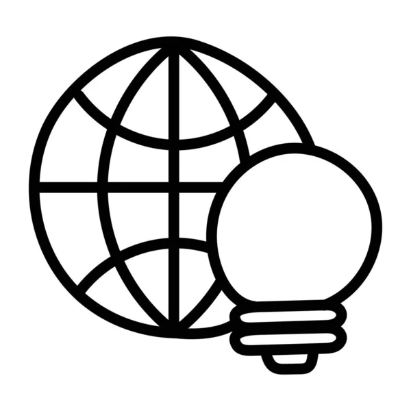 Globo Con Bombilla Icono Idea Global — Vector de stock