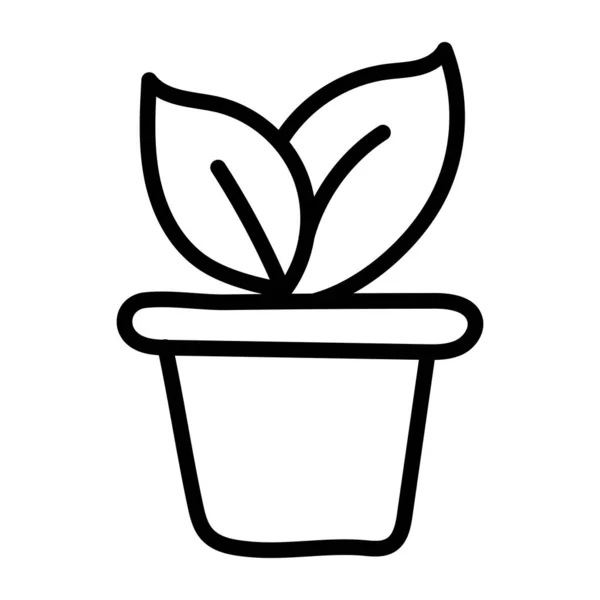 Lineare Design Ikone Der Topfpflanze — Stockvektor