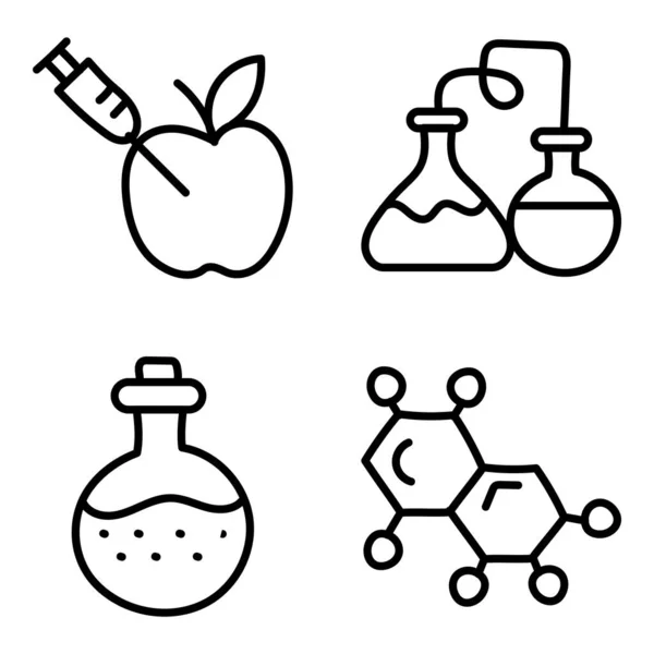 Pack Chemical Education Linear Icons — Stock Vector