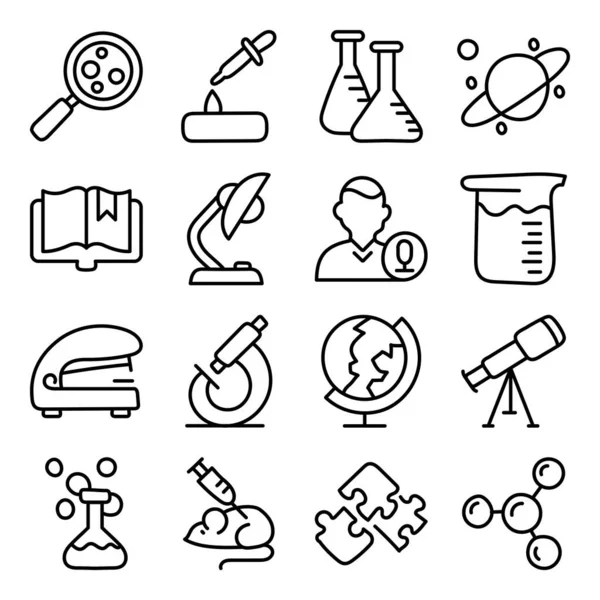 Pack Iconos Lineales Educación Laboratorio — Archivo Imágenes Vectoriales