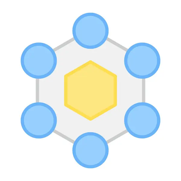 Plochý Design Ikona Chemické Struktury — Stockový vektor