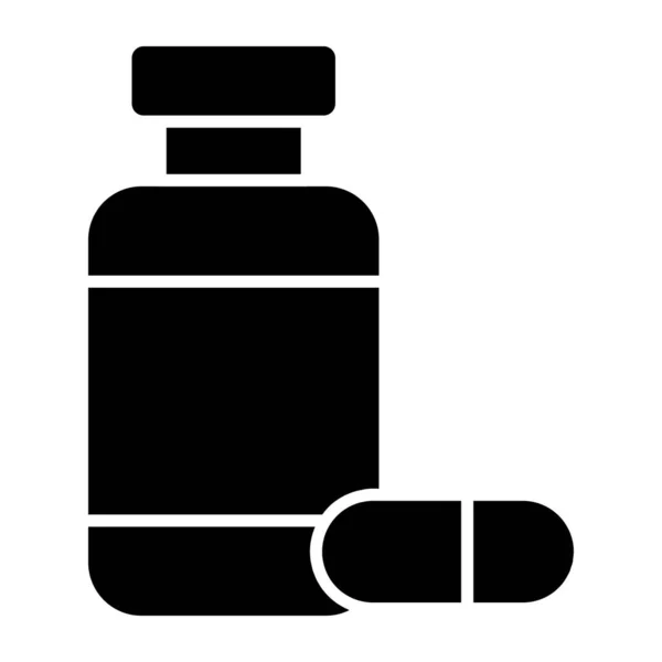 Glyph Design Icon Pills Jar — Stock Vector