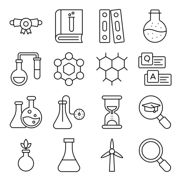 Pack Science Experiment Linear Icons — Stock Vector