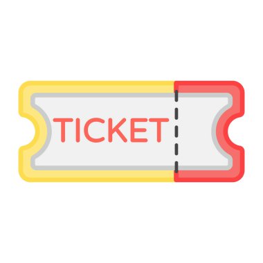 Düz simge, bilet vektör tasarımı