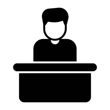 Bir erkek resepsiyonist simgesi, düzenlenebilir vektör