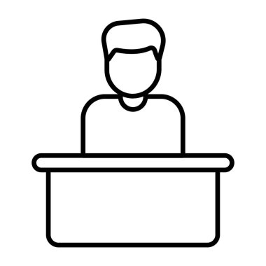 Bir erkek resepsiyonist simgesi, düzenlenebilir vektör